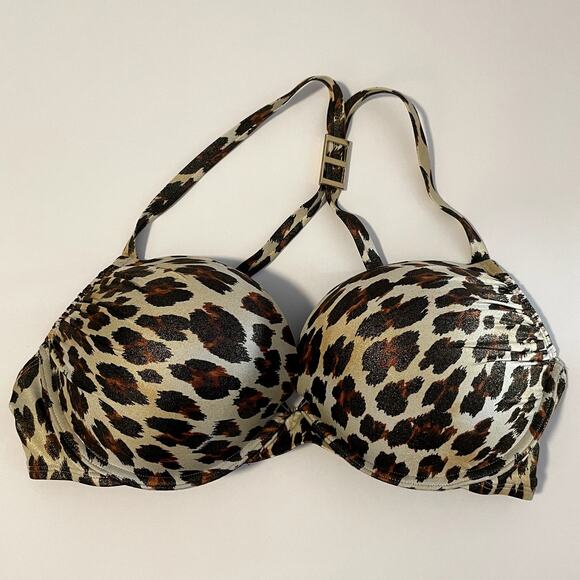 Victoria's Secret Other - Victoria's Secret Bikini Top Womens 38C Brown Animal Print Bombshell Padded